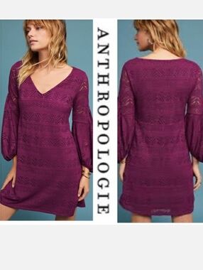 Anthropologie Maeve Laila Lace Dress in Plum size XS